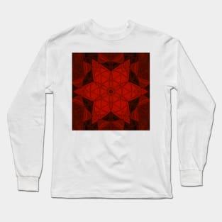 Mosaic Kaleidoscope Flower Red Long Sleeve T-Shirt